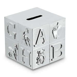 SILVER PLATED ABC MONEY BANK ENGRAVABLE