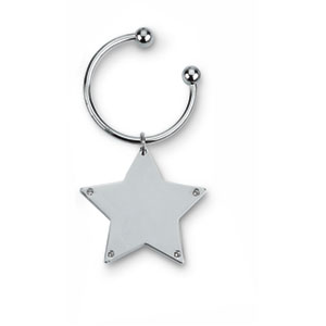 Metal Star Shaped Key Chain With Crystal Accents Engravable