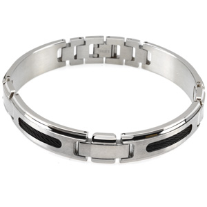 Stainless Stell Bracelet Polished Stainless Steel Bracelet With Black ...