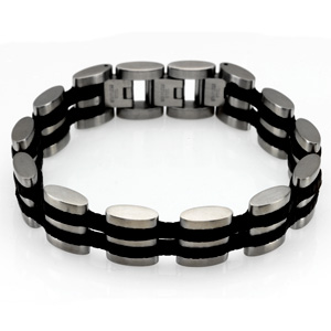 Stainless Stell Bracelet Polished Stainless Steel Bracelet With Rubber