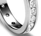 Eternity Bands with diamonds on the circular metal panel sides creating illusion of depth & lifelike eternal rings
