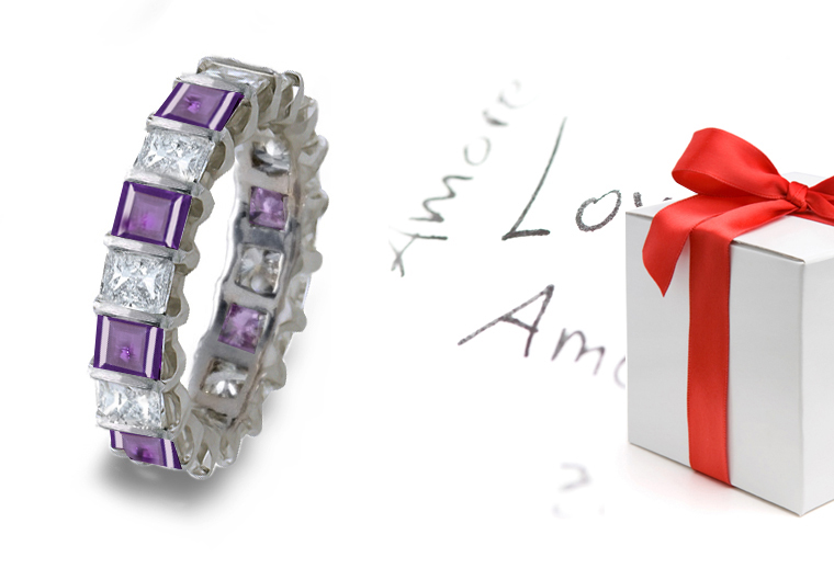 Purple Sapphire & Diamond Eternity Rings